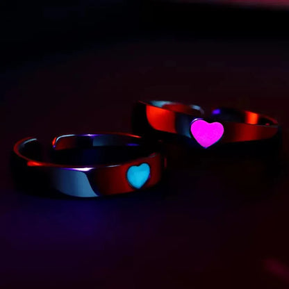 Luminous Love Heart Rings