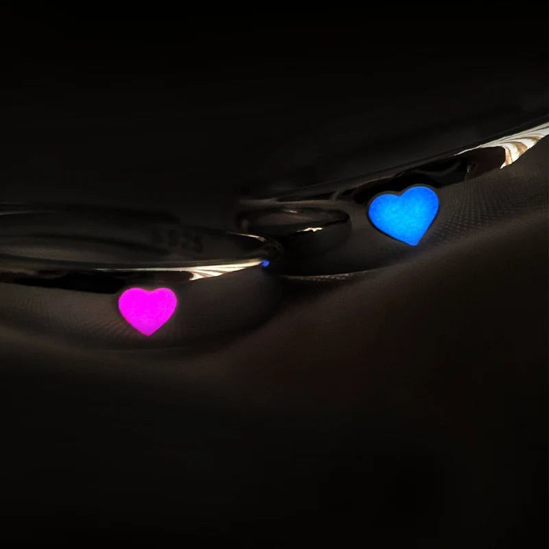 Luminous Love Heart Rings